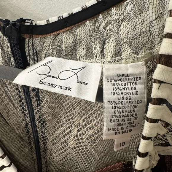 Byron Lars Black and White Geometric Midi Dress - Picture 9 of 9